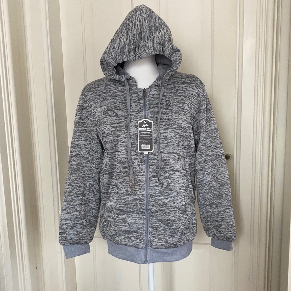 Ladies Heather Sherpa lined jacket, cotton blend, beautiful shades of Gray, med